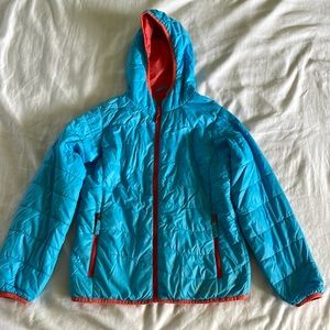 L.L.Bean Light Winter Children’s Coat, Unisex, Medium 10-12, Blue and Orange